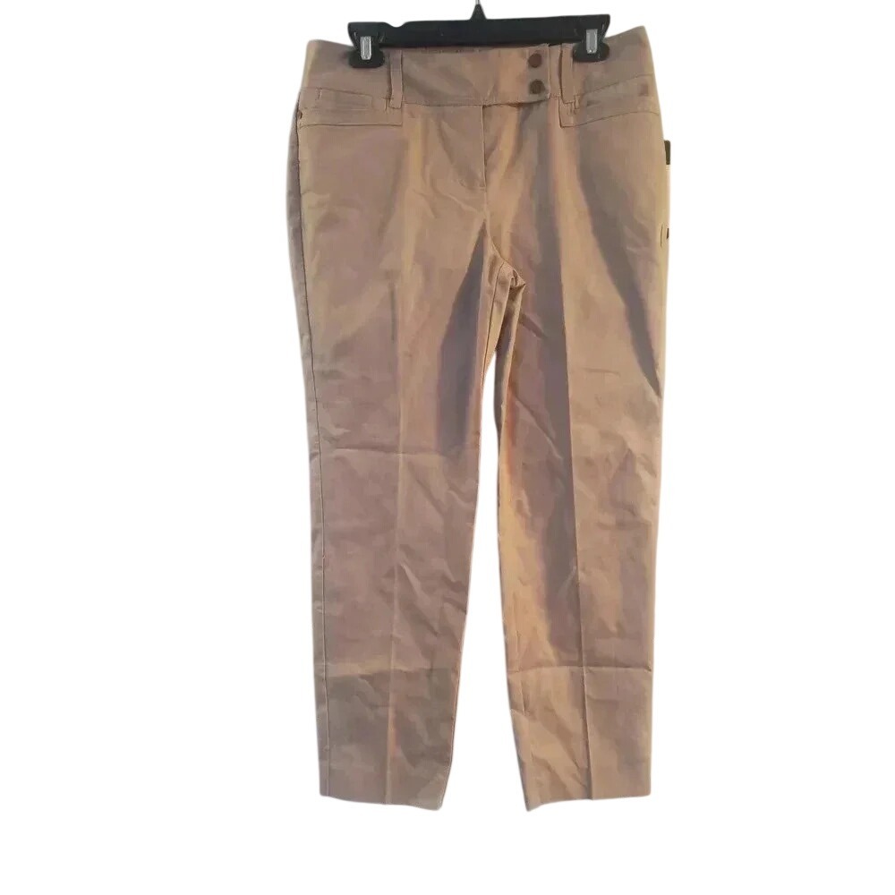 Larry Levine Womens Tan Ankle Slim Leg Khaki Trousers Size 8 NWT